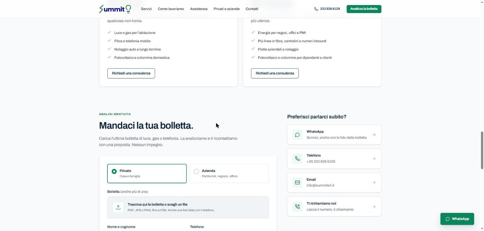 Form di analisi gratuita della bolletta