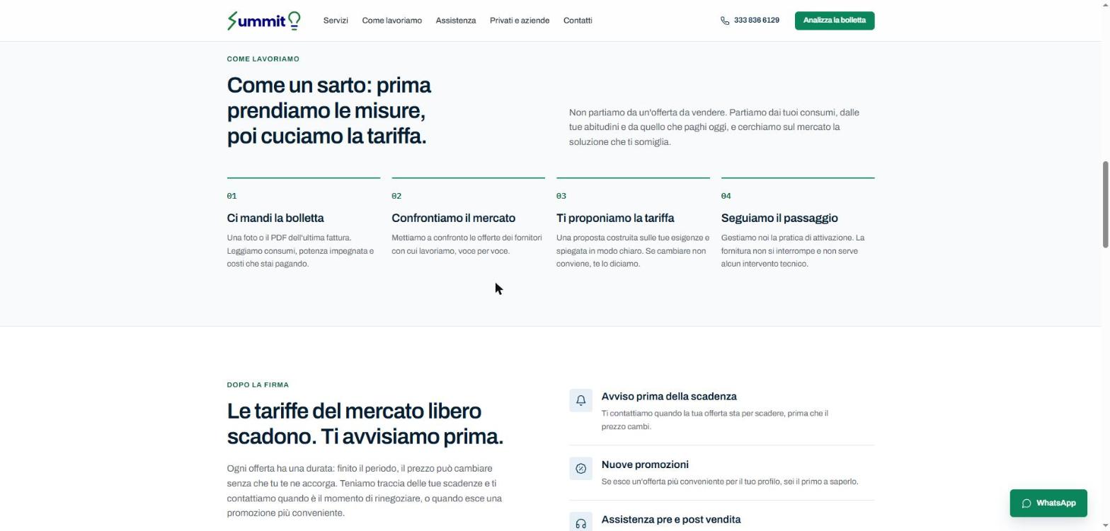 Sezione 'Come lavoriamo' del sito Summit